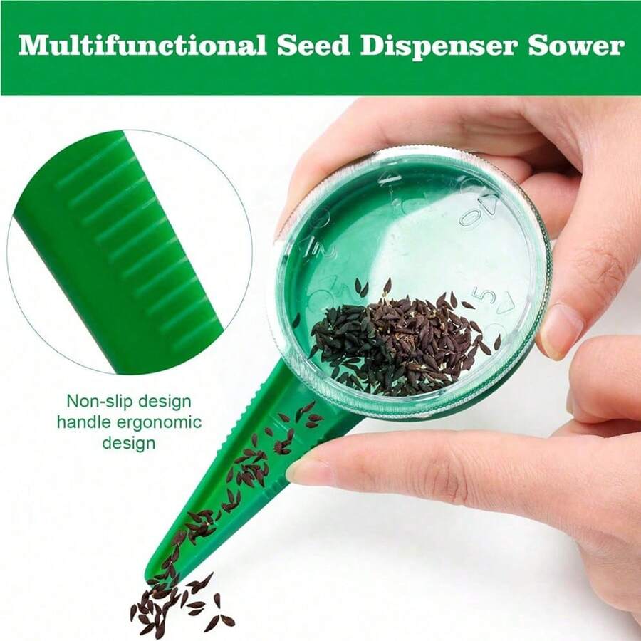 5档可调播种机 - 标准尺寸精密播种机 | 学校教育活动、家庭花园、盆栽植物和容器园艺的必备园艺工具 | 蔬菜、花卉和香草种子发芽器 | 适用于温室、苗圃、教室、花园和花盆。 - 彩色 - 查看 1