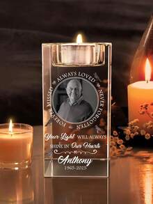 Customized Crystal Candlestick, Unforgettable, Cherished Forever, Never Forgotten, Eternally Treasured, A Gift For Those Who Have Lost A Loved One, A Memorial For Family, Thoughtful Gift - Circle - View 9