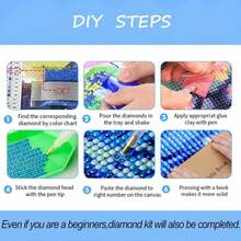 Dragon Diamond Art Kits For Adults,Full Round Drill Diamond Painting Kits For Beginners Sleeping Cloud Dragon,5D DIY Gem Art And Crafts Paint By Diamonds Sky Lord,Home Wall Decor 118X118Inch - ColorF - 查看 5