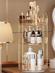 Organizador de Maquiagem Giratório 360°, Suporte de Armazenamento de Maquiagem de Grande Capacidade, Adequado para Penteadeira de Banheiro, Bancada, Suporte de Armazenamento Multinível, Pode Acomodar Garrafas Altas de Maquiagem e Cuidados com a Pele