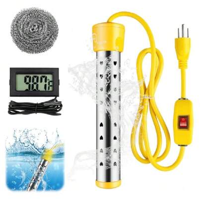 Calentador de Agua de Inmersión 1500 W Eléctrico Sumergible Portatil Calentador Eléctrico de Instantáneo con Control Inteligente de Temperatura Termómetro LCD Digital Calienta 19 Litros,37290498