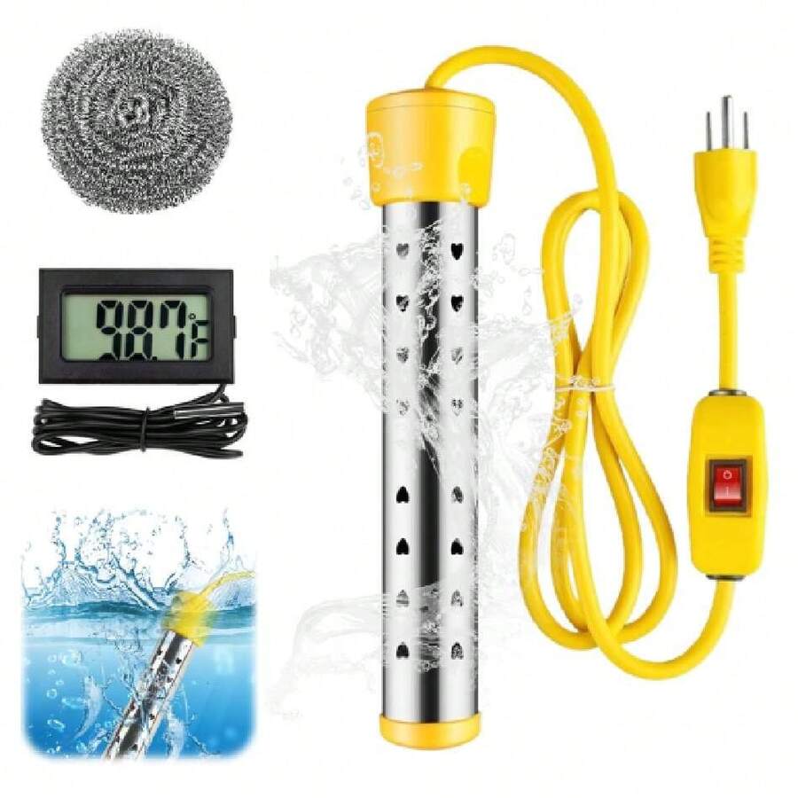 Calentador de Agua de Inmersión 1500 W Eléctrico Sumergible Portatil Calentador Eléctrico de Instantáneo con Control Inteligente de Temperatura Termómetro LCD Digital Calienta 19 Litros,37290498 - Multicolor - Ver 1