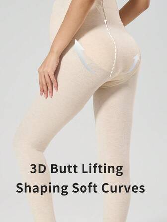 1ชิ้น ถุงน่องเอวสูงสีครีมสำหรับผู้หญิง - สไตล์มินิมอล ความหนาปานกลาง สำหรับฤดูใบไม้ผลิและฤดูใบไม้ร่วง, เลกกิ้งรัดรูปยืดหยุ่นพิเศษ, ถุงน่องรัดรูปเซ็กซี่