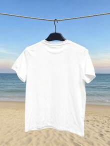 Áo thun nữ tay ngắn cổ tròn chất liệu polyester, in họa tiết ánh nắng mặt trời, dáng suông, hơi co giãn, lý tưởng cho mùa hè, kiểu dáng thường ngày. Màu trắng. - trắng - Xem 2