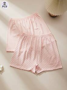 2pcs Women Comfortable Versatile Casual Shorts - Polka Dot Print, Soft & Breathable, Suitable For All Seasons, Loungewear - Multicolor - View 2
