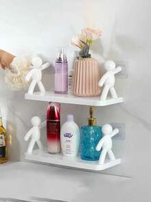 1个极简主义浴室壁挂式摆件架，创意免钻孔收纳架