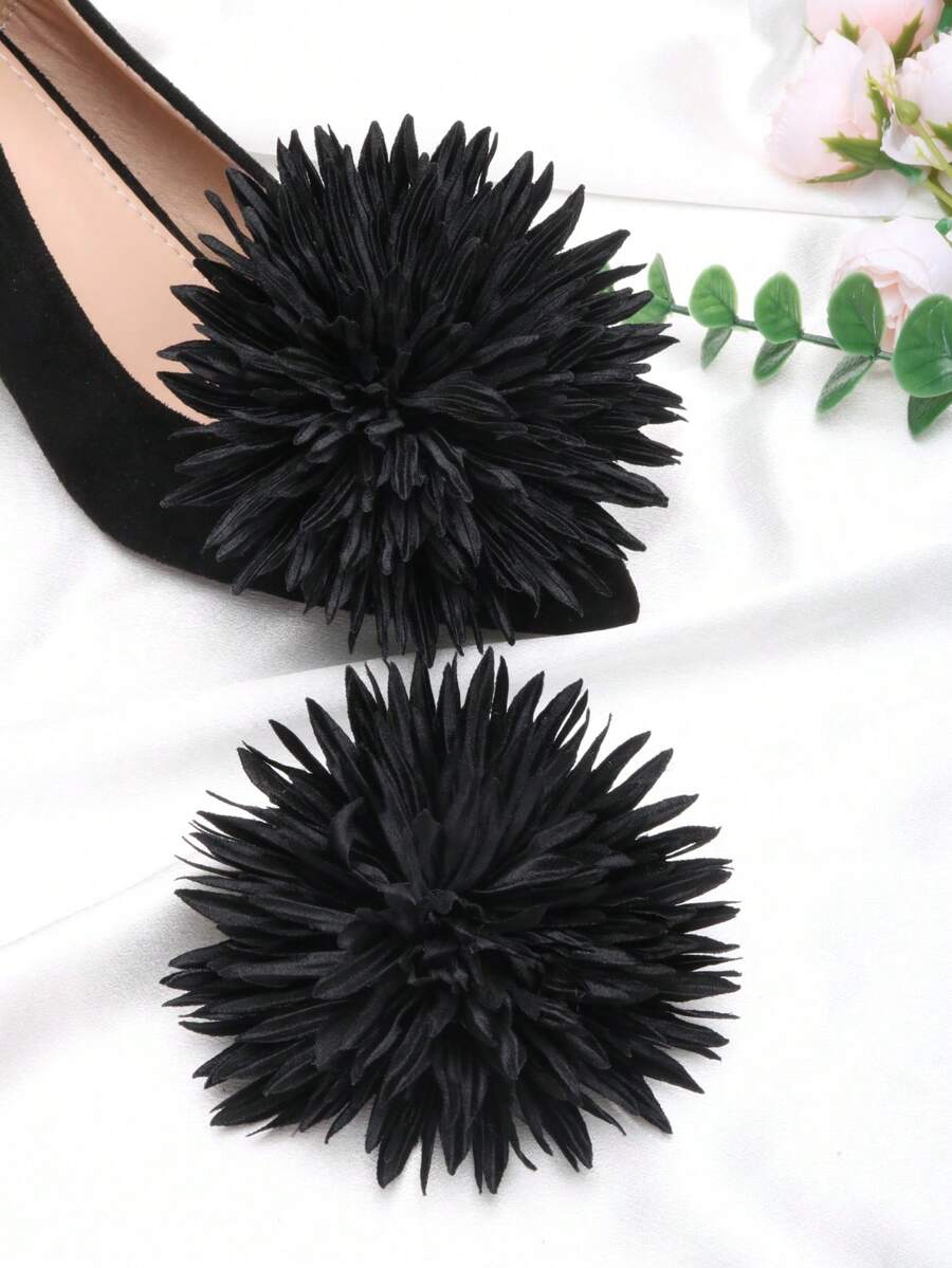 2 chiếc phụ kiện giày tự tháo rời, kẹp giày hình hoa hồng trang trí thời trang, phù hợp với giày cao gót, dép xăng đan, giày dép, túi xách, phụ kiện quần áo cho tiệc tùng, hẹn hò, du lịch. - màu đen - Xem 1