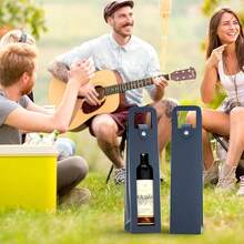 Leather Wine Gift Bag 16.1x3.5x3.5 In, Wines Gifts Tote Bag, Reusable Metal Clasp Gift Wine Bag, Portable Wines Protector For Parties, Birthdays, Weddings, Father'S Day And Various Holidays,BLUE-LK - 藍湖 - 查看 8