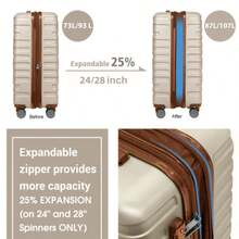 6-Piece Luggage Set With Duffel Bags, Expandable Hard-Shell Suitcases With Spinner Wheels And TSA Lock, Cream Color - 奶油色+棕色 - 查看 6