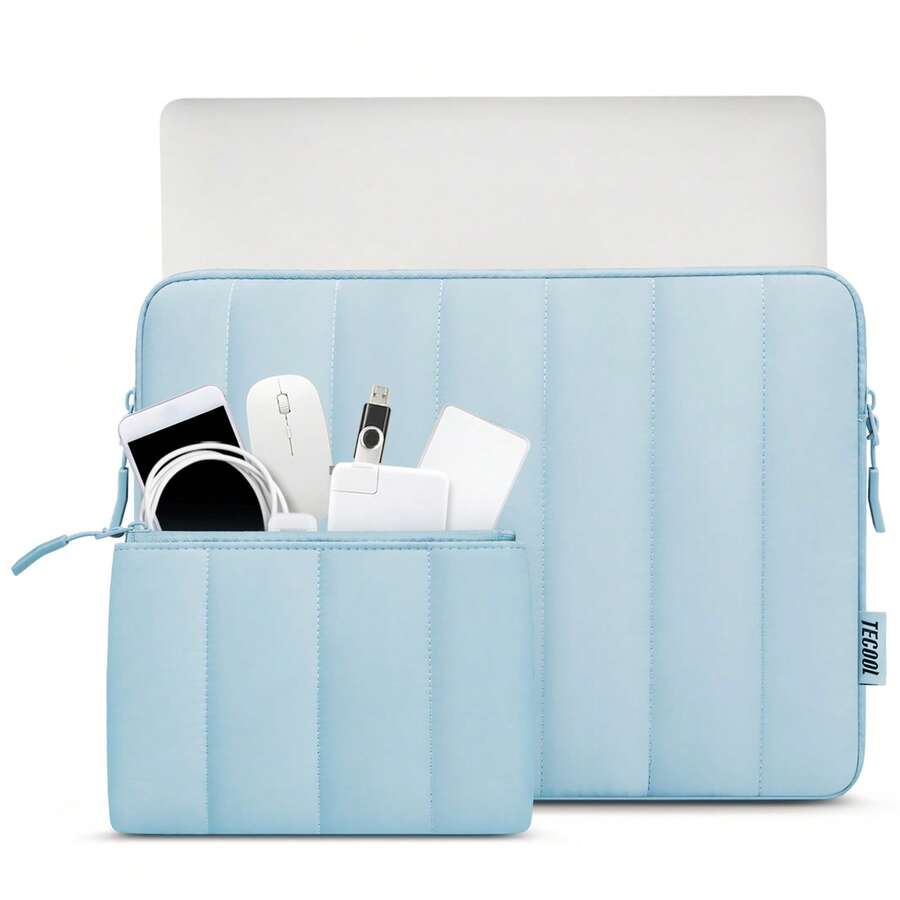 TECOOL 加厚防水笔记本电脑保护套，兼容MacBook Air 13/15 M1/M2（2012-2023）、MacBook Pro 13/14/15/16（2010-2022）、14-16英寸Chromebook、Surface、HP笔记本电脑，带配件袋，灰蓝色