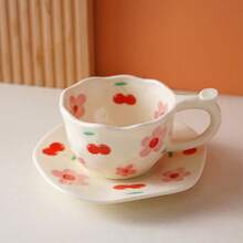 陶瓷咖啡杯碟套装，轻盈奢华的高端餐具，高品质花卉图案 - 彩色 - 查看 11
