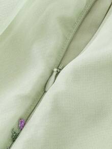 mini bala 2-6Y Baby GirlChinese Style Embroidered Mesh Dress, Soft & Sweet, Spring 2026 - Green Tone - View 8