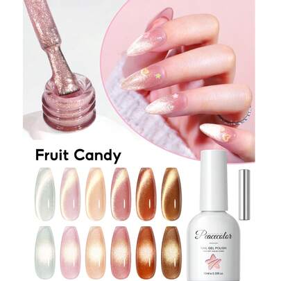 peacecolor Set de 6 piezas de 10ml de esmalte de uñas en gel de efecto gato, en colores rosa, marrón y plateado. Esmalte de uñas en gel, laca magnética de cambio de color de larga duración. Set de regalo para manicura DIY de salón para mujeres