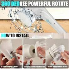 1pc Effortless Cleaning Tool! Electric Design With Brush Head Button, Easy To Handle Stubborn Stains With Home Cleaning Brush, Super Convenient For Bathroom And Kitchen Cleaning Home Cleaning Party Cleaning Valentine'S Day Valentines Cleaning Supplies - White - View 7