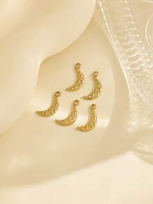 5pcs/Pack Stainless Steel Smooth Concave-Convex Polka Dot Design Moon Shaped Simple Versatile Accessories - Moon Accessories - View 10