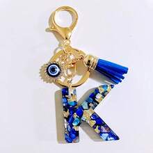 New Cross-Border Navy Blue 26 English Letter Keychain, Devil's Eye Uppercase Letter Bag Charm, Bohemian Acrylic Women Waist Chain, Suitable For Halloween, All Seasons - Letter - View 15