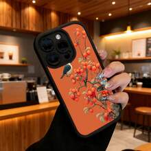 Funda de teléfono de moda, compatible con varios modelos de ,  y , funda de teléfono con diseño de pájaro y árbol de fruta naranja para modelos de ,  y , funda de protección para teléfono, funda de pareja, regalo para novio o novia, presente de vacaciones, este es un regalo popular para amigos o socios, adecuado para ocasiones de negocios. Duradera, resistente a las manchas y a las huellas dactilares, esta nueva funda para teléfono de hombres y mujeres es un gran regalo. - Burdeos - Ver 6