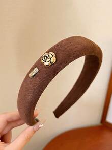 1/4Pcs Maillard Retro Camellia Hairband For Women, French Sponge High Head Headband, Versatile For Going Out To Wash Your Face And Press Your Hair Accessory (Random Label), Hair Hoop Head Accessories