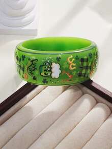 1pc Women's Fashion Bracelet With Beer & Four-Leaf Clover Print, Suitable For St. Patrick's Day Party Wear - Clover Bracelet - View 6