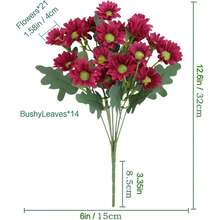1/80 Bundle 12.6 Inch Artificial Daisy Flower Bouquet, Chamomile Flowers, Wedding Decor Bridal Bouquet, Suitable For Back To School, Classroom Decor, Home Dining Table, Living Room Vase, Garden Outdoor Party, Birthday Party Decoration - Hot Pink - View 3