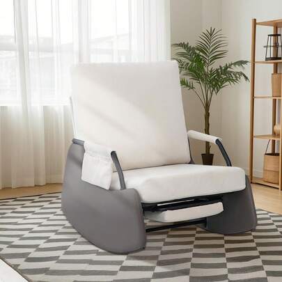 Silla reclinable Mecedora para Adultos, Moderna Silla reclinable tapizada de Felpa con Bolsillo Lateral, Tres Niveles de Ajuste, sillas Modernas para sofá de guardería