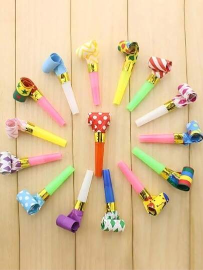 100个/套 随机颜色 龙形哨子，生日派对礼物，长鼻哨子，新年礼物，情人节礼物，助威道具