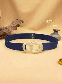 Women's Elastic Waistband Plus Size Belt Retro Minimalist Dress Belt Versatile Black & Blue Women's Belt Metal Buckle Fashionable Women's Accessories Perfect For Holidays & Valentine's Day Gifts - A - View 19