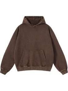 Men's Fashionable Autumn Washed Distressed Pocket Hoodie, Mens Hoodies Vintage Oversized Hoodie Acid Wash Couples Cotton Pullover Hoodies For Men Streetwear Sweatshirts - Street Fashion Outerwear - 棕色 - 查看 13