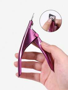 Purple Stainless Steel One-Piece Nail Clipper, U-Shaped Parallel Nail Clipper, Nail Extension Gel Manicure Tool - Purple - View 4