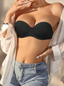 Peach Girl Black Half Cup Sexy Lace Bra For Small Bust, Removable Padded Underwire Bra - Black - View 5