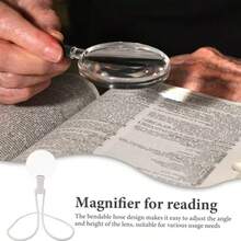 3-In-1 Adjustable Hands-Free 5X 5.12" Magnifier, Switchable Between Handheld, Neck Hanging And Desktop Modes, With Independent High-Magnification Lens, Suitable For Reading, Sewing And Cross-Stitch (Latest Upgraded Version) - White - View 7