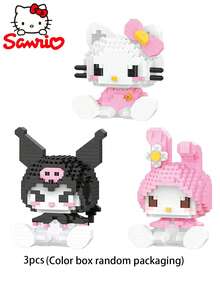 Sanrio Hello Kitty 382 Pieces/Curome 396 Pieces/My Melody 406 Pieces/Sanrio Building Block Sets Can Improve Concentration, Building Block Room Decoration, Birthday Gifts, Party Games, Craft Supplies Sets, Model Assembly Animals, Characters. Valentine's Day Gift, Birthday Gift, Perfect Gift For Giving, Funny Gift(Color Box Random Packaging)
