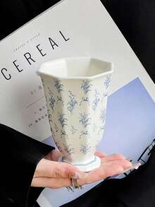 1个复古百合牡丹陶瓷马克杯，高端质感茶杯，复古冰淇淋咖啡杯，设计精美，可拉花，适合作为情人节、感恩节、圣诞节、节日礼物 - 彩色 - 查看 6