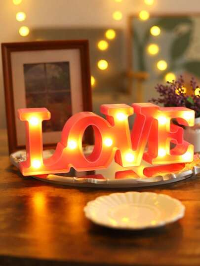 1pc LOVE Letter Shaped Home Decor Night Light, Indoor Bedroom Decor, Bedside Lamp, Wall Decor Light, Suitable For Valentine's Day, Mother's Day, Wedding Party Decoration, Gift For Lover