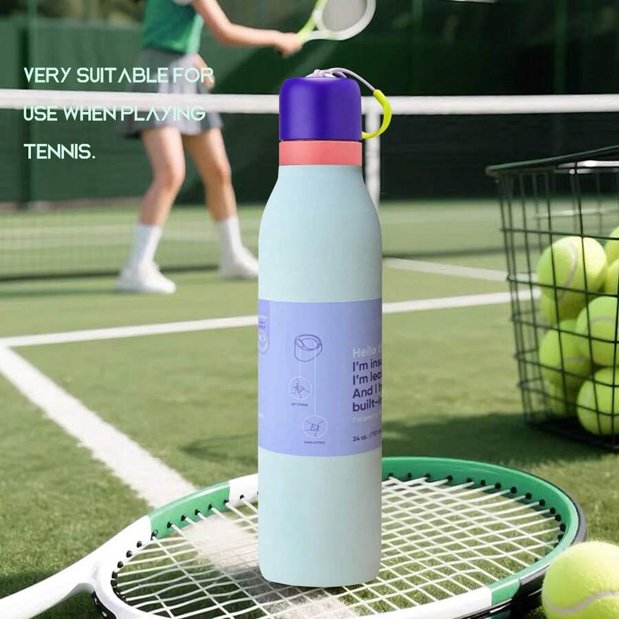 0waIaa Beige Water Bottle 24oz, 710ML, With Straw,Suitable For Carrying Out,Heat Preservation Time More Than 24 H, Cold And Hot Water Can Be Insulated, Can Make Coffee, Frozen Drinks, Suitable For Camping, Work, Indoor And Outdoor Use Valentine's Day. - Beige - View 1