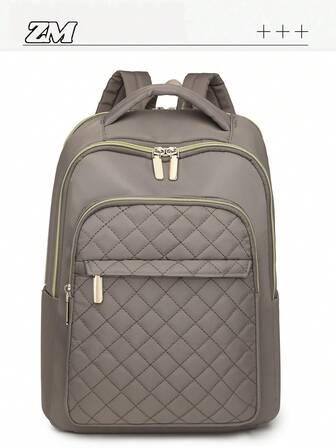 Sac à dos matelassé en nylon de grande capacité polyvalent pour femmes, sac à dos étudiant minimaliste et décontracté, sac de navette