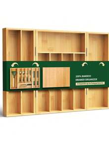 Bamboo Kitchen Drawer Organizer, 22 In Fully Expanded,180° Flip Lid Feature Silverware Organizer For Cutlery Utensil, Cutlery Tray, 8 Slots With Dividers, Waterproof, Non-Slip, For Farmhouse To Modern Kitchen - cây tre - Xem 10