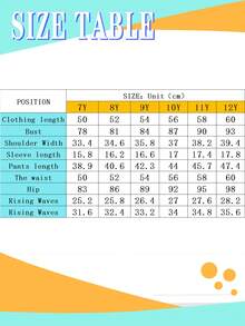 男童字母印花T恤和抽绳短裤两件套 - 綠色 - 查看 6