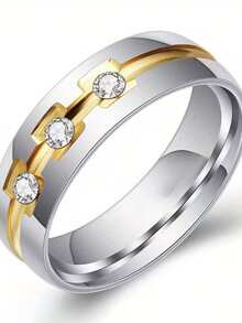 1 Pair 18K Gold Plated Stainless Steel Couple Rings, Engagement/Wedding Rings, Perfect Gift For Christmas, Valentine's Day, Anniversary