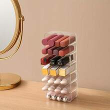 1/2pcs Transparent 7-Compartment Lipstick/Perfume/Cosmetic Storage Box, Makeup Organizer Tray - Multicolor - View 9