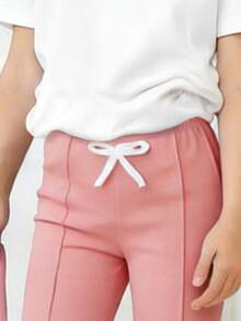 Toddler Girls' Cartoon Print Round Neck Short Sleeve Top And Flare Pants Set - White - View 4