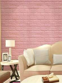 Brick Wall Stickers, Self-Adhesive Waterproof Easy To Clean, Anti-Collision Soundproof, Modern Style, Suitable For Living Room, Bedroom, TV Background Wall, DIY Decoration, Wall Renovation, Upgrade The Feel! Suitable For Birthday, Anniversary, Valentine's Day, Christmas, Wedding And Other Occasions. Also Suitable For Back To School Season, Graduation Season, Halloween, Christmas, National Day Party, Gathering, Teacher's Day Gifts, Etc. - Coral Orange - View 5