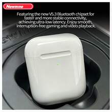 Newmine Bluetooth Headset T2S Super Long Battery Life Real-Time Sound Bluetooth V5.3 Chip No Sense Of Delay Composite Titanium Film Touch Control Universal Apple Android Lghtning Interface White - White - View 4