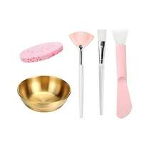 2/3/4/5/6/12/24/48pcs Beautician Facial Care Tool Set, Includes 4 Rose Gold Face Mask Bowls, 4 Fan-Shaped Face Mask Brushes, 4 Flat Head Brushes, 4 Double-Ended Brushes, 4 Sponges And 4 Headbands, Suitable For Spa Party Gifts And Facial Masking
