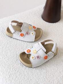 1 Pair Kids Open Toe Sandals, Summer New Floral Pattern Versatile Girls Shoes - Beige - View 2