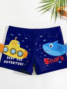 NB VEST Baby Swim Trunks With Fun Submarine And Shark Print 2025 B3636 - Navy Blue - View 2