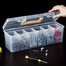 7pcs Set (6 Small Boxes + 1 Large Box) Tool Parts Storage Box, Multi-Layer Portable Transparent Tool Storage Box, Home Screws, Wrenches, Hardware Parts Organizer Box, Toy Sorting Box, Portable Compartment Organizer - Multicolor - View 2