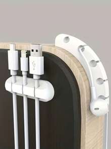 1pc Cable Management Box, Cable Organizer, USB Cable Holder, Cable Clip, Suitable For Office Supplies, Data Cable Organizer, Mouse Cord Holder, For Desk, Car, Home And Office, Random Color - Multicolor - View 6