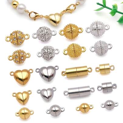 3个心形圆形磁性扣环，磁性分离扣转换器，适用于DIY手链项链DIY制作婚礼首饰配件