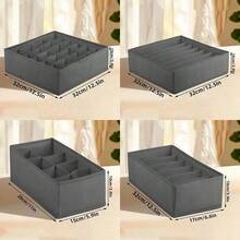 1件/4件套可折叠衣柜收纳盒，包含可折叠布艺收纳篮和收纳盒，便携式抽屉分隔器，适用于收纳衣物、内衣、胸罩、领带、配饰、袜子、围巾、打底裤、T恤、牛仔裤和冬季服装 | 卧室和家居收纳的理想之选（可收纳女士连衣裙、白色T恤、黑色裤子） - 灰色 - 查看 12